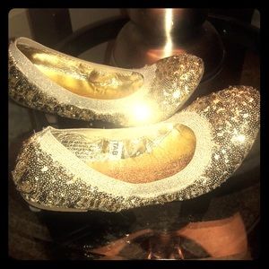 Gold sequined ballet flats🌟